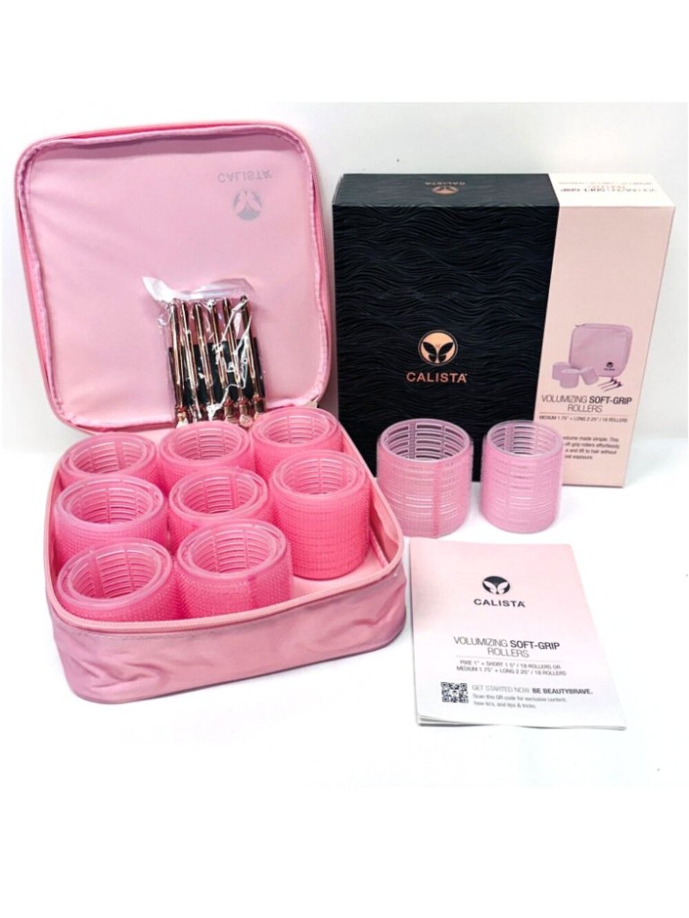Calista Volumizing Self Grip Rollers Curlers Clips Case Long Medium NEW in Box